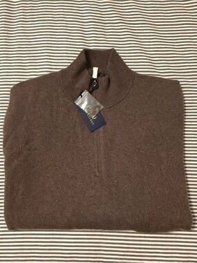 NWT Polo Ralph Lauren 100% Cashmere Quarter Zip Sweater XXL Loden Bird